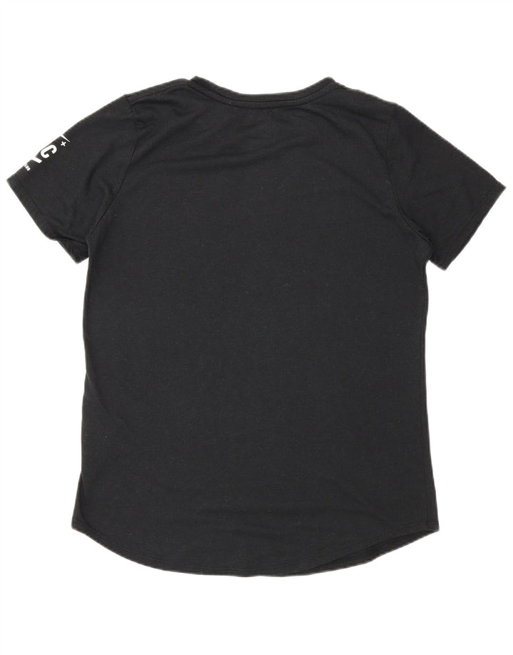 Nike Womens Dri Fit Graphic T-Shirt Top UK 14 Medium Black Polyester