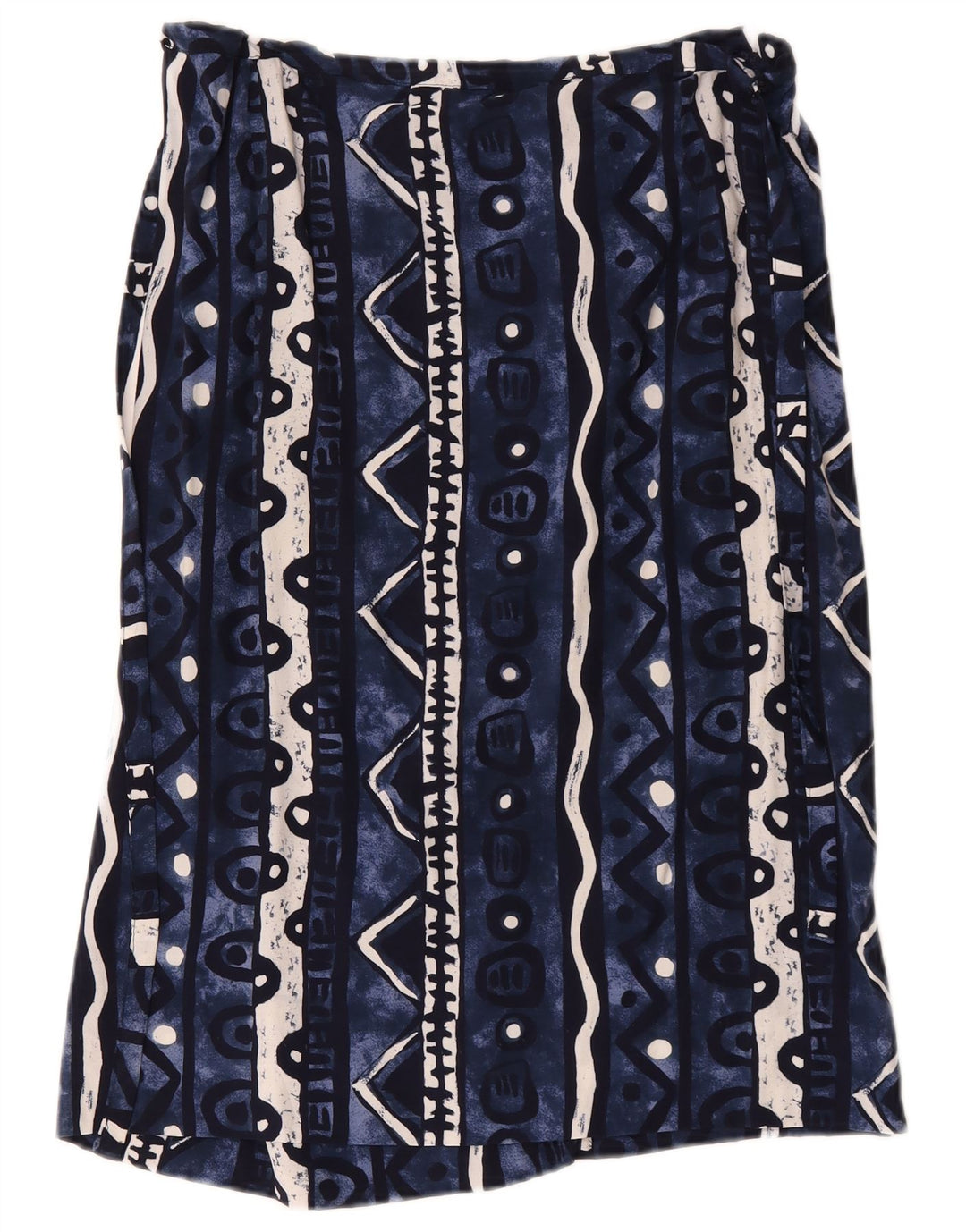 Vintage Womens Wrap Skirt W34 Large Navy Blue Geometric