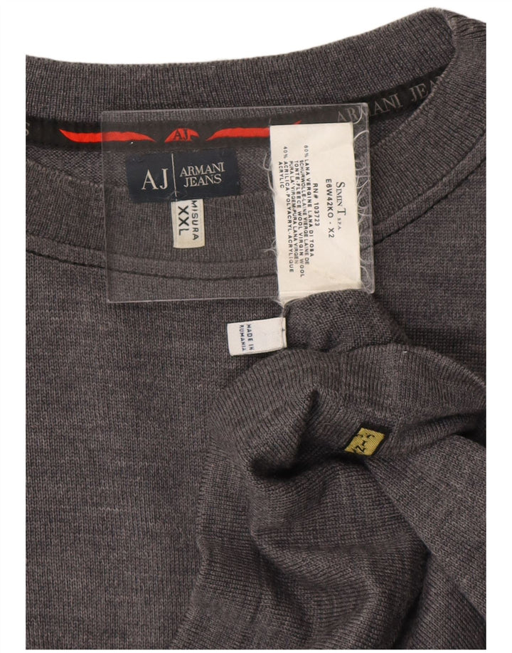 ARMANI JEANS Mens Crew Neck Jumper Sweater 2XL Grey Wool