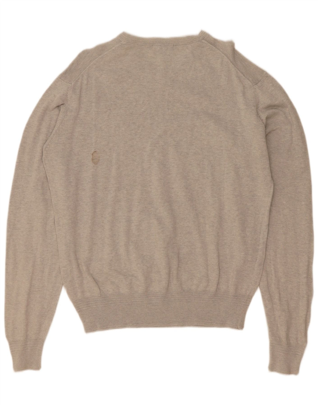 Lyle & Scott Mens Heritage V-Neck Jumper Sweater Large Grey Cotton