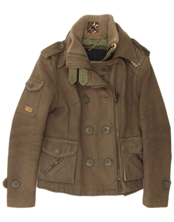 Giacca militare da donna Superdry UK 10 Small Lana kaki