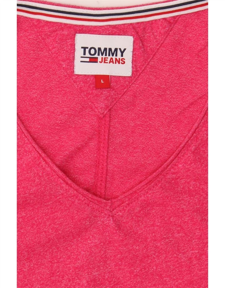 Tommy Hilfiger Herre T-Shirt Top Large Pink Flecked