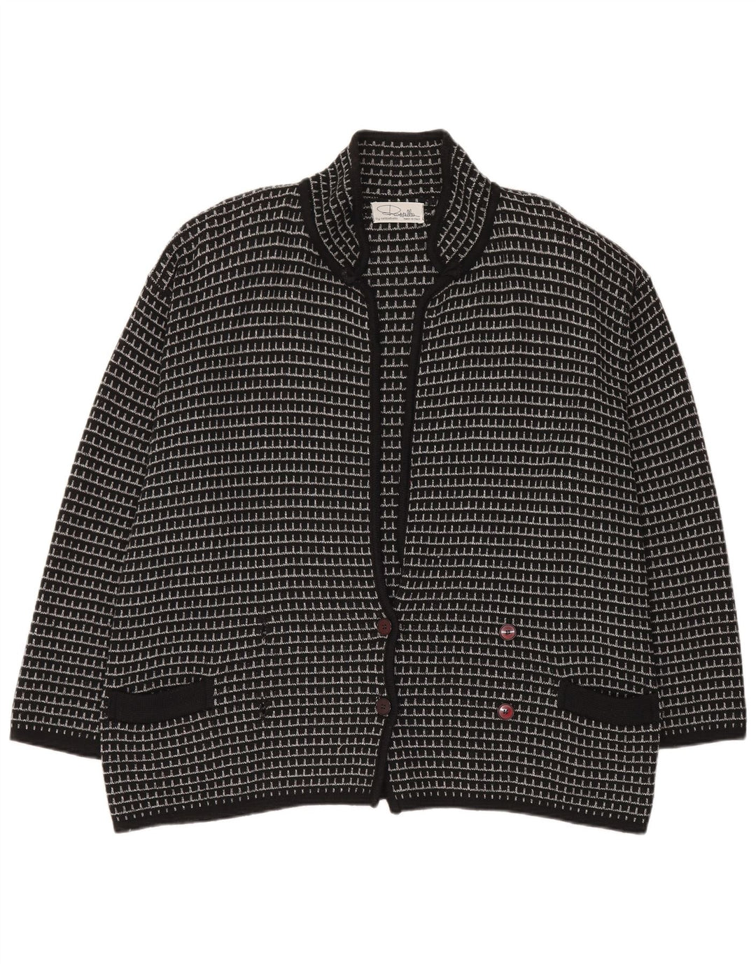 Maglione cardigan da uomo Settebello XL nero a quadri in acrilico