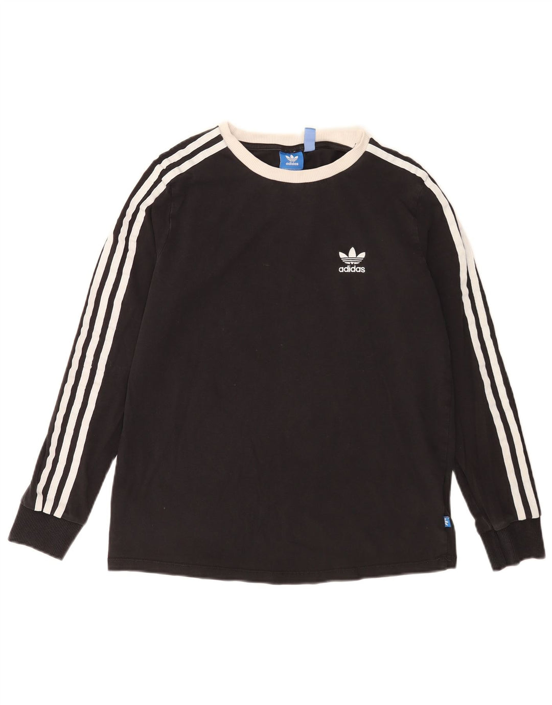 Adidas Damen Top Langarm UK 14 Medium Schwarz Baumwolle