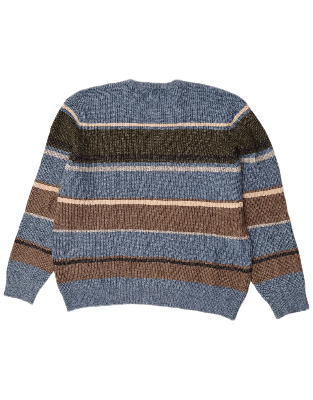 Marks & Spencer Mens Crew Neck Jumper Sweater 2XL Blue Striped Polyamide