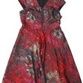 Vestido feminino MARKS & SPENCER com padrão abstrato linha A Reino Unido 14 grande vermelho