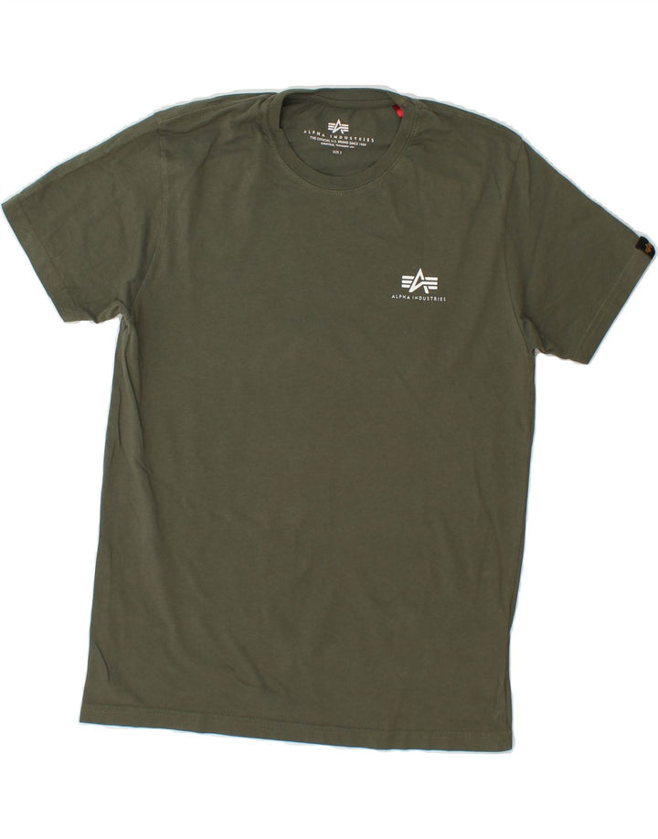 ALPHA INDUSTRIES Mens T-Shirt Top Small Green Cotton Vintage Alpha Industries and Second-Hand Alpha Industries from Messina Hembry 