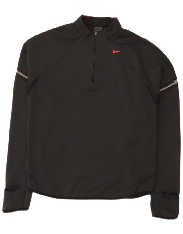 Nike Top da uomo con zip e collo a maniche lunghe UK 42/44 Large Nero Poliestere