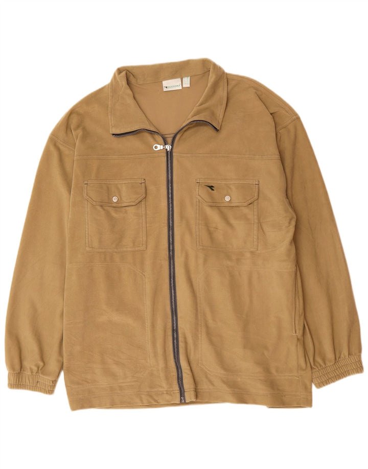 Diadora Mens Tracksuit Top Jacket UK 44 XL Beige