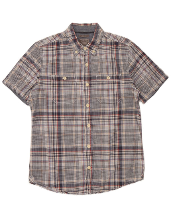 Fat Face Mens Short Sleeve Classic Fit Shirt Small Grey Check