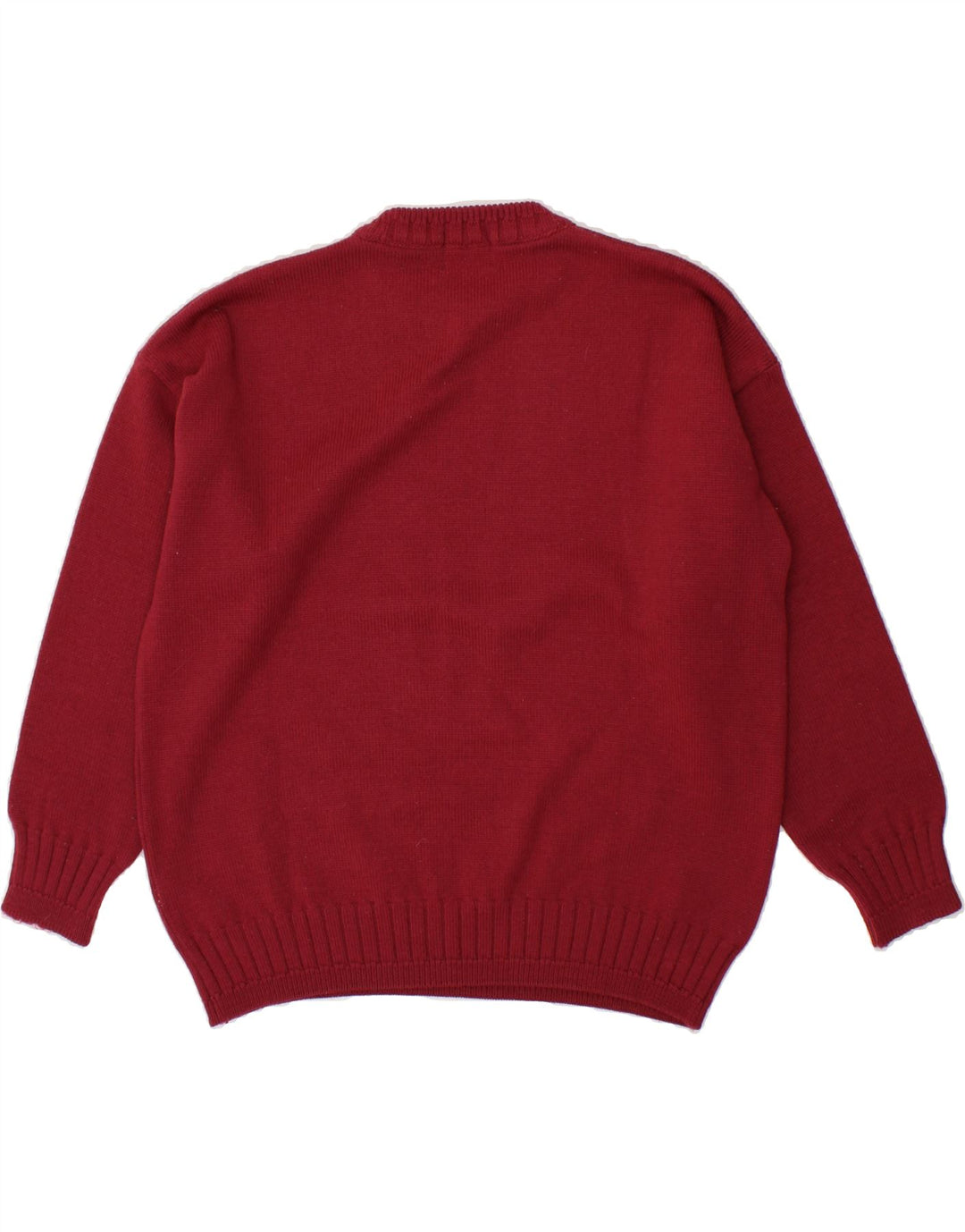 VINTAGE Womens Graphic Crew Neck Jumper Sweater UK 14 Medium Red Wool Vintage Vintage and Second-Hand Vintage from Messina Hembry 