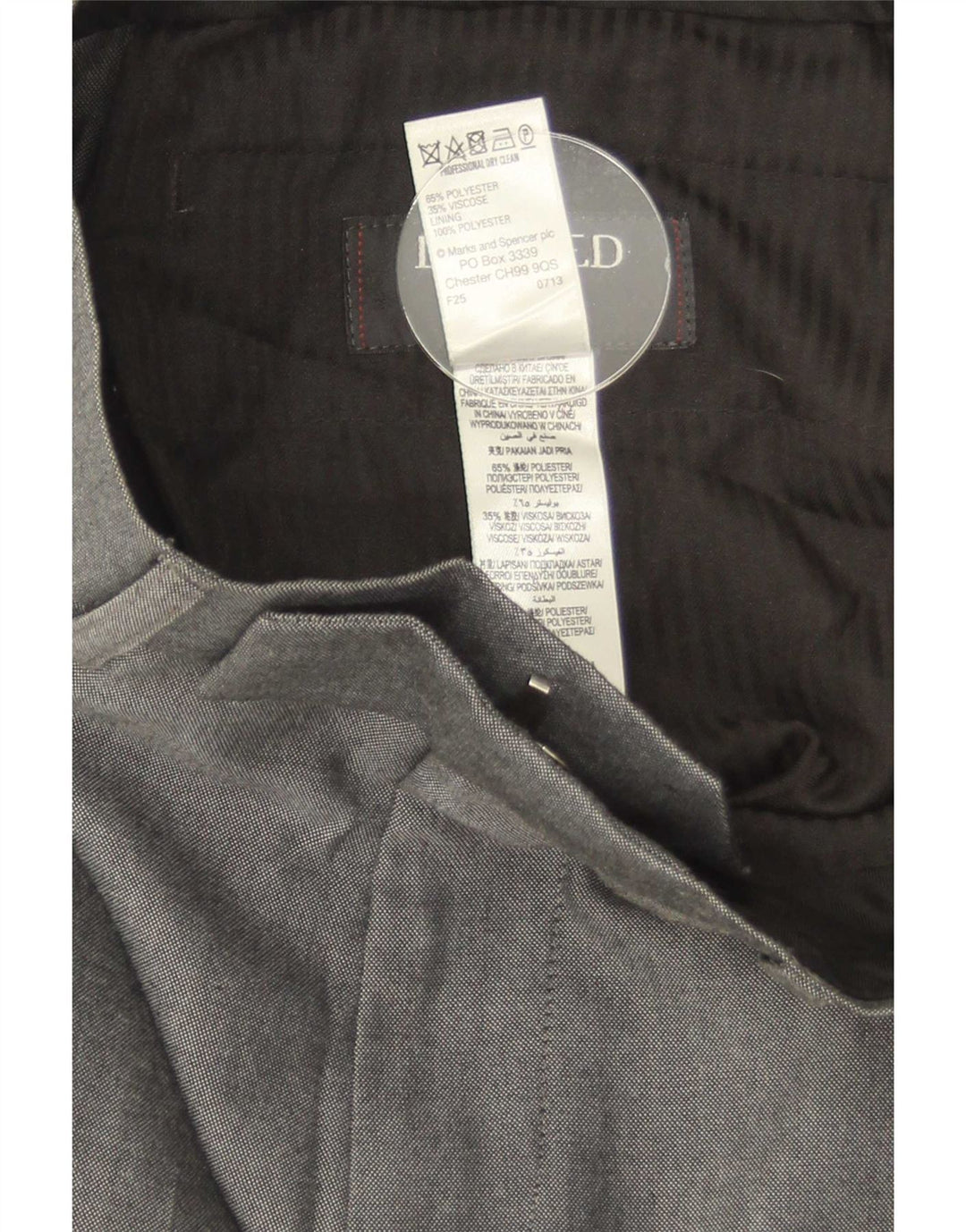 Marks & Spencer Mens Straight Suit Trousers W30 L31 Grey Polyester