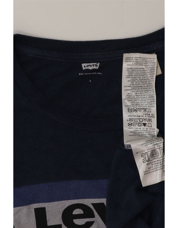 Levi's Mens Graphic T-Shirt Top Large Navy Blue Cotton