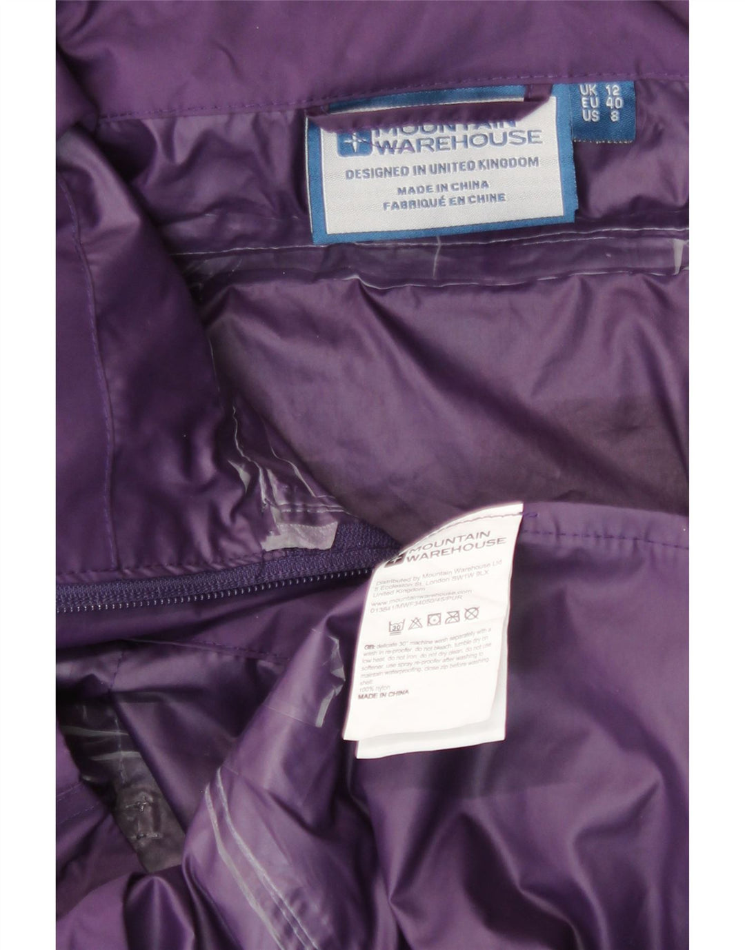 Mountain Warehouse Womens Rain Jacket UK 12 Medium Purple Nylon