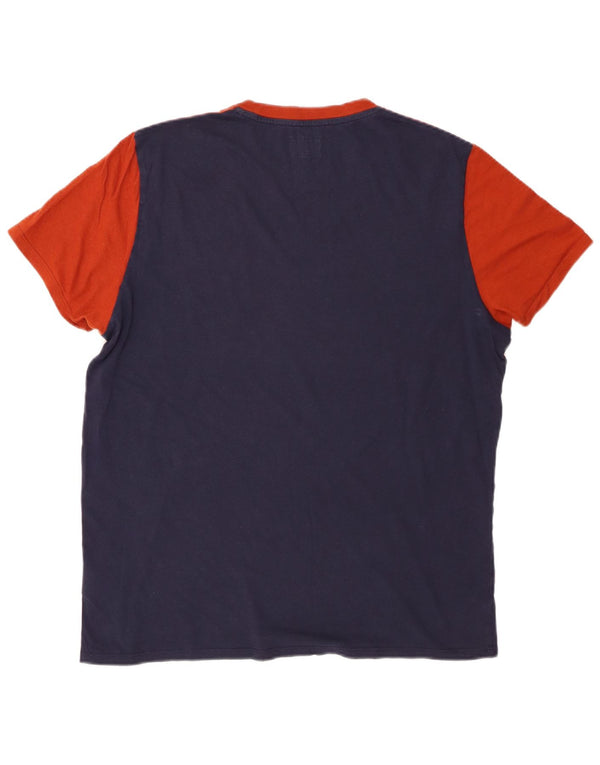 Wrangler Herre grafisk T-shirt Top Stor marineblå Colourblock Bomuld