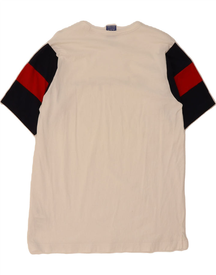 CHAMPION Mens Graphic T-Shirt Top Medium White Colourblock Cotton Vintage Champion and Second-Hand Champion from Messina Hembry 