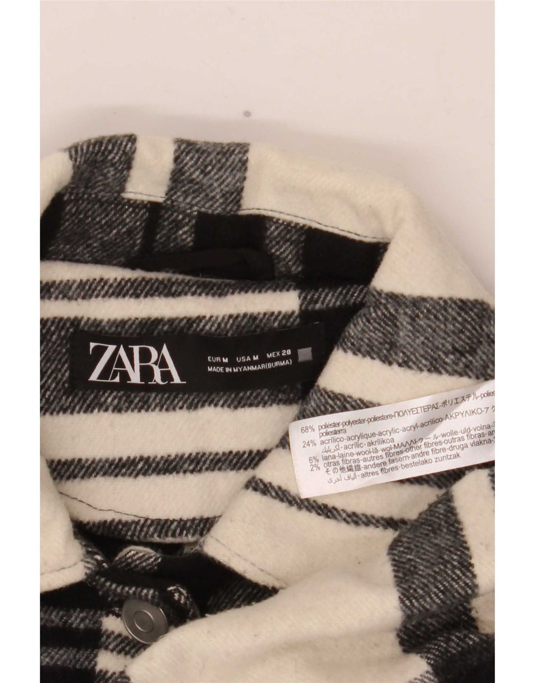 Zara Womens Oversized Utility Jacket UK 14 Medium Black Ternet polyester
