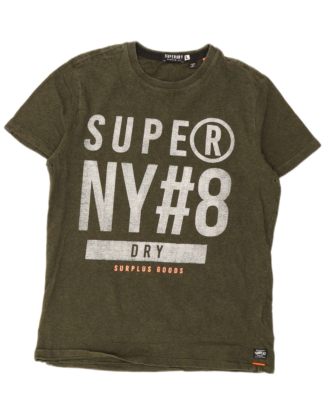 Superdry Mens Graphic T-Shirt Top Large Khaki Cotton