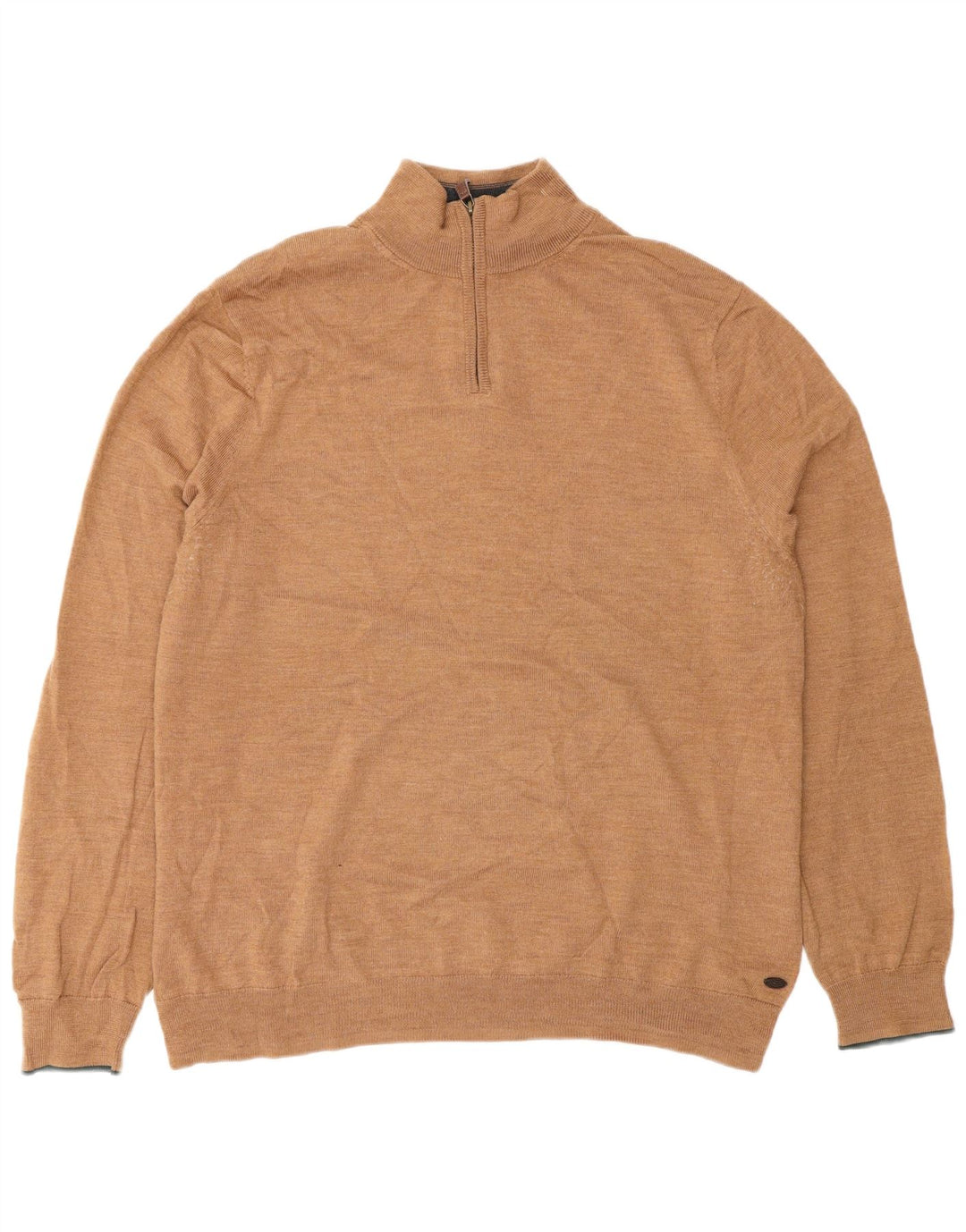 White Stuff Mens Zip Neck Jumper Sweater 2XL Brown Wool