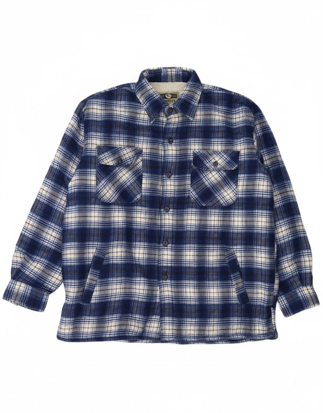 Vintage Mens Lumberjack Flannel Shirt Large Blue Check Acrylic