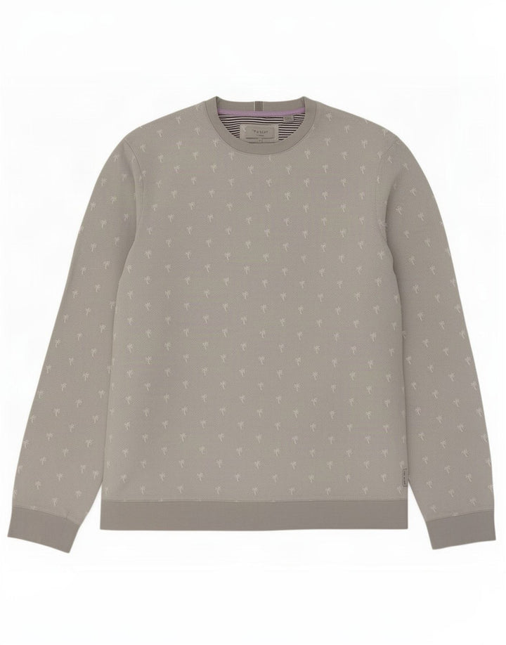 Ted Baker Felpa da uomo Maglione Taglia 3 Grigio medio maculato