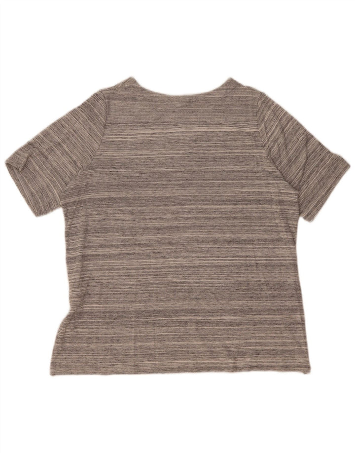 Nike Womens T-Shirt Top UK 14 Medium Grey Striped Cotton