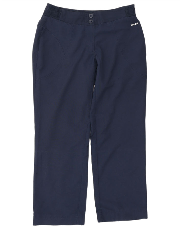 REEBOK Mens Straight Casual Trousers Medium W32 L28 Navy Blue Polyester