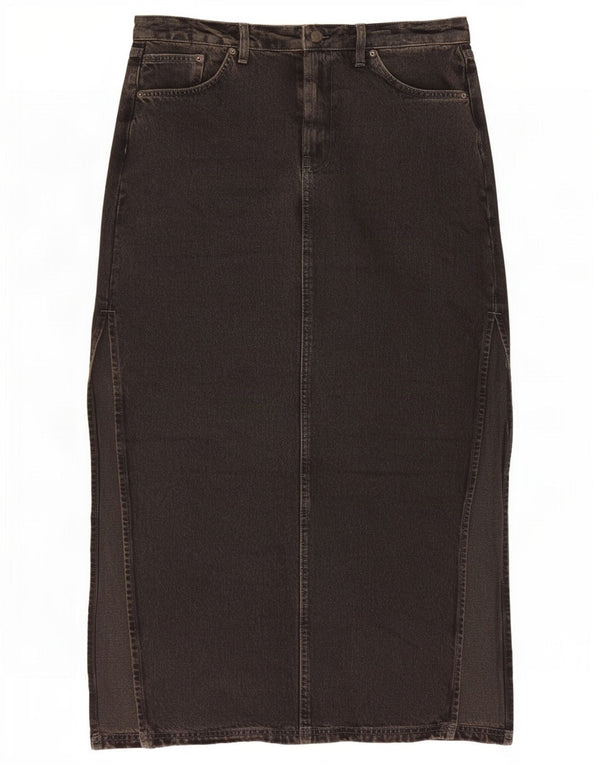 Topshop Falda vaquera maxi para mujer UK 12 Medium W28 Algodón negro