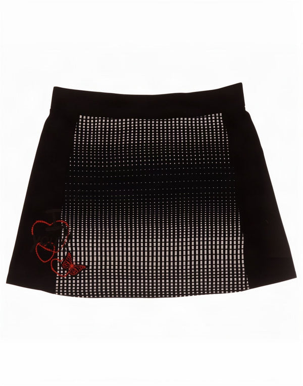 Desigual Damen Grafik-Minirock XL W34 Schwarze geometrische Viskose