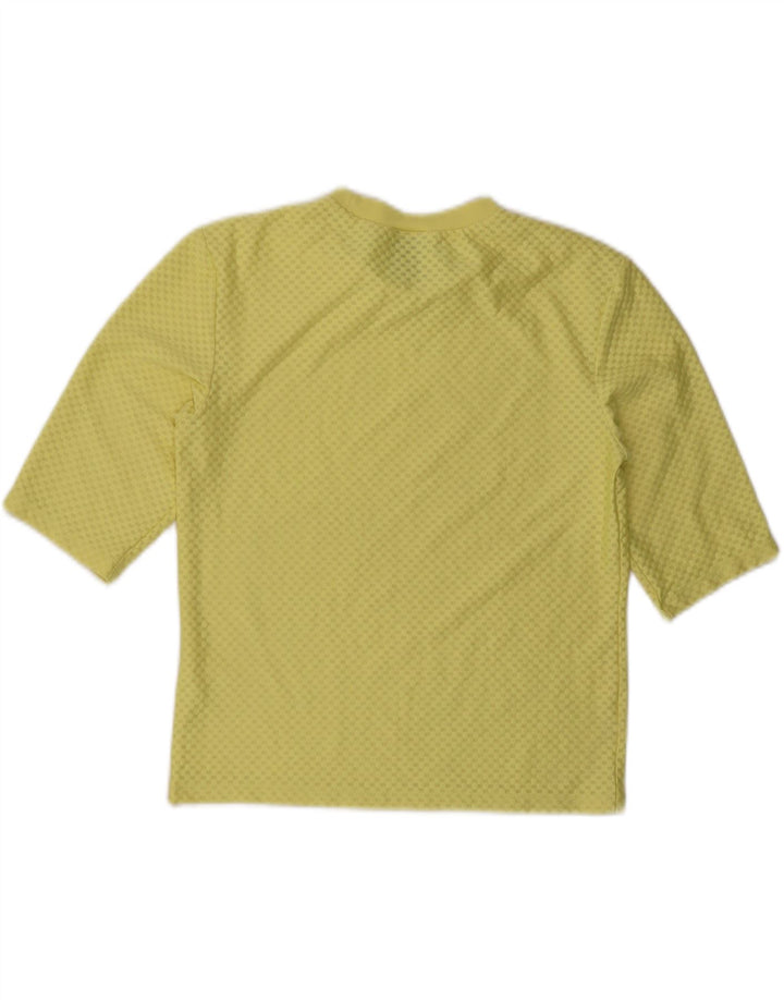 NIKE Womens T-Shirt Top UK 14 Medium Yellow Geometric