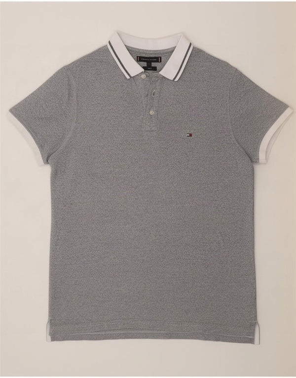 Tommy Hilfiger Mens Slim Fit Rugby Polo Shirt Large Grey