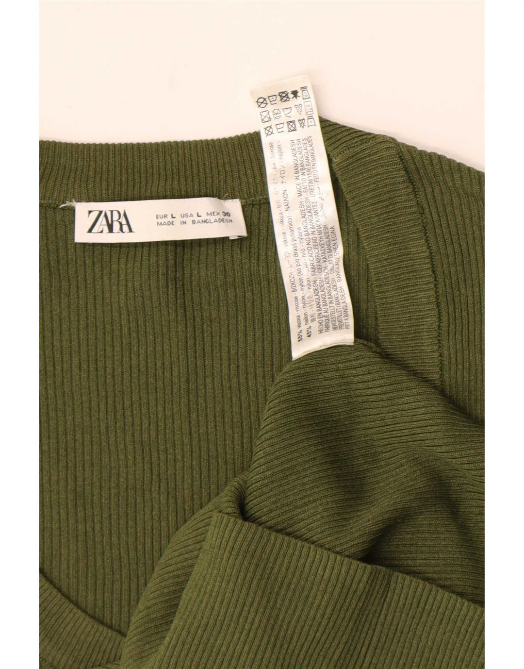 Zara Womens Top Long Sleeve UK 14 Large Khaki Viscose