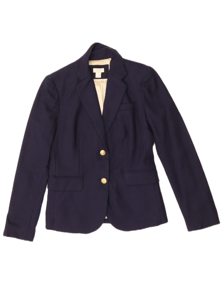 J. CREW Womens 2 Button Blazer Jacket US 0 XS Navy Blue Wool