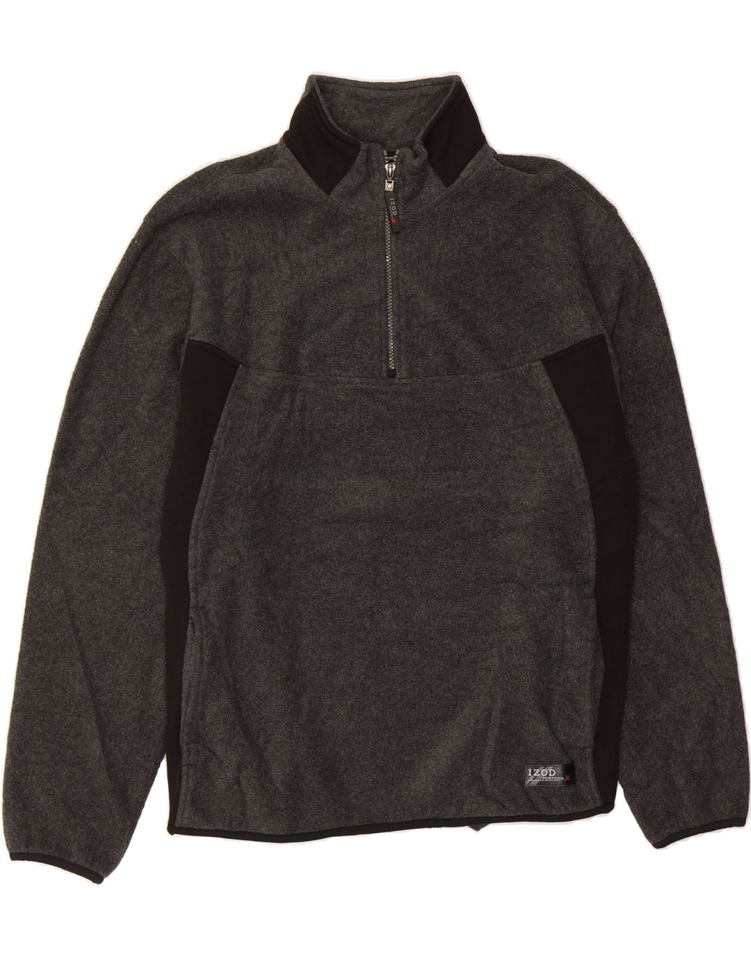 IZOD Mens Zip Neck Fleece Jumper Medium Grey Polyester Vintage Izod and Second-Hand Izod from Messina Hembry 