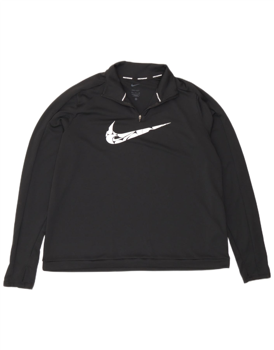 Nike Dame Dri Fit Grafisk Zip Neck Pullover Træningsdragt Top UK 18 XL Sort