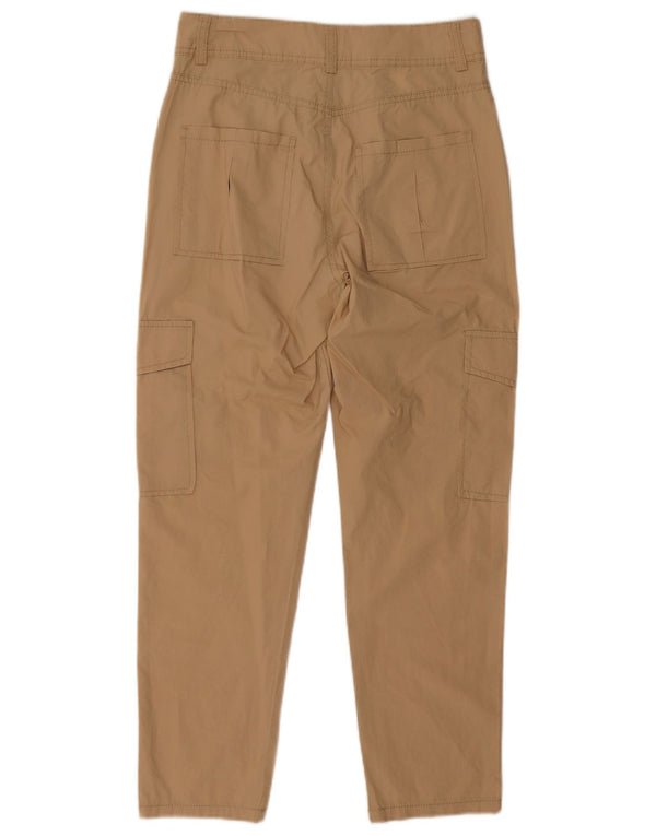 Benetton Womens Crop Cargo Trousers UK 6 XS W28 L25 Beige Cotton