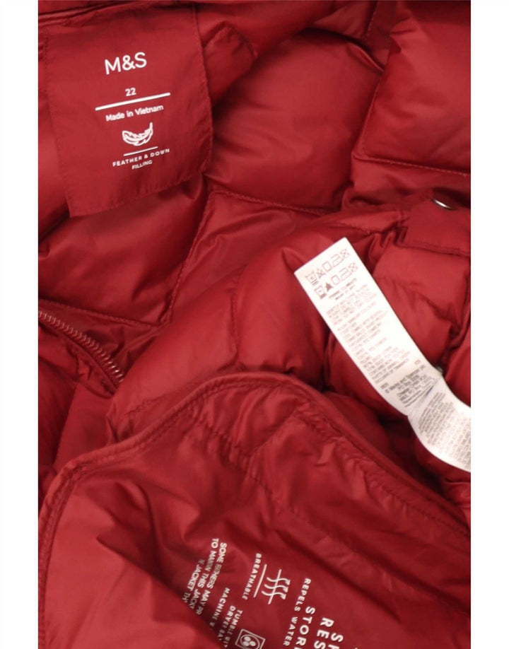 Marks & Spencer Wattierter Damenmantel mit Kapuze, UK 22 3XL, Rot, Polyamid