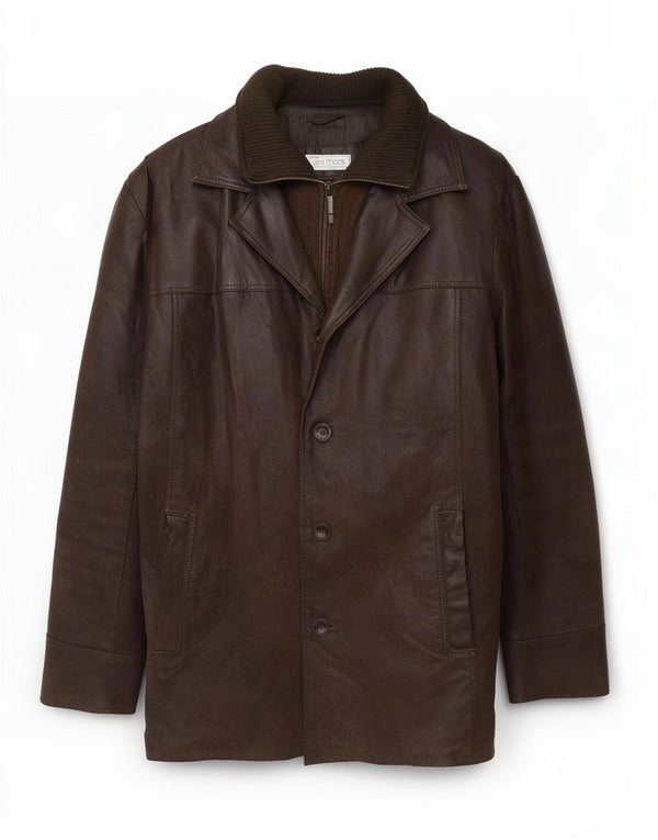 Bata Mens Leather Jacket IT 54 2XL Brown