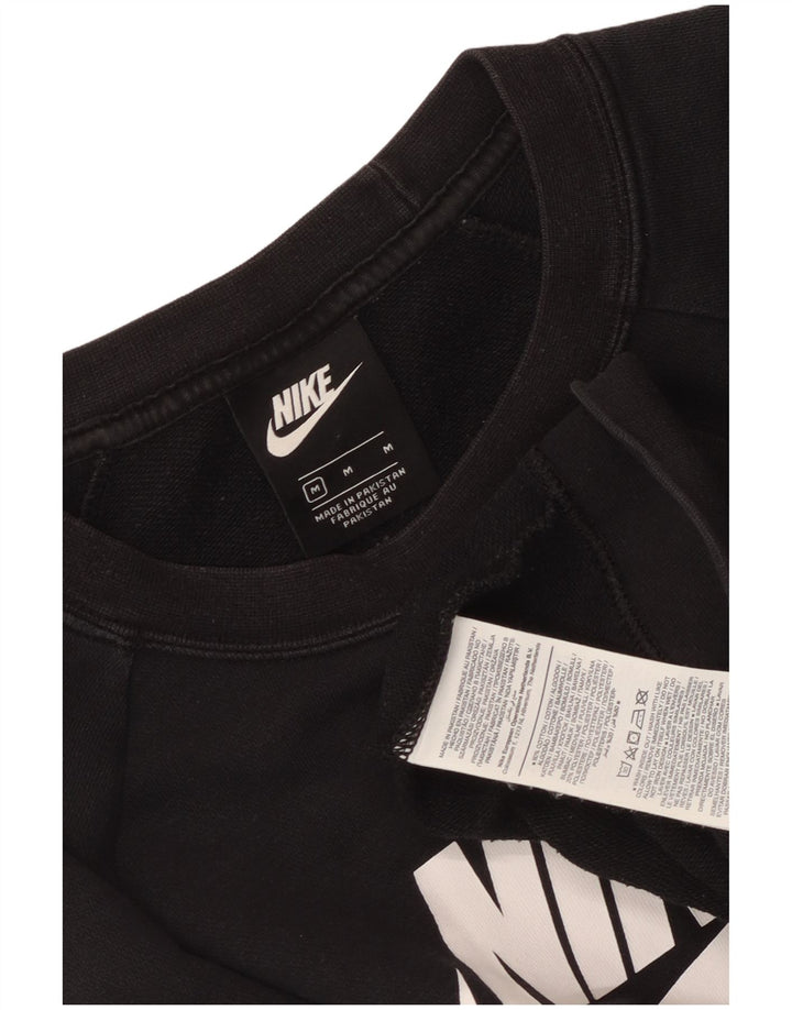 Nike Womens Graphic Sweatshirt Jumper UK 14 Medium Black Cotton