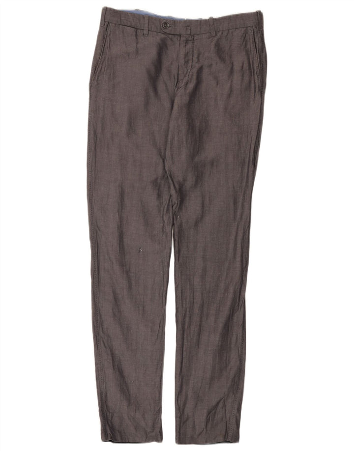 Pantaloni da abito slim da uomo Massimo Dutti EU 42 Large W32 L32 Grigio a spina di pesce