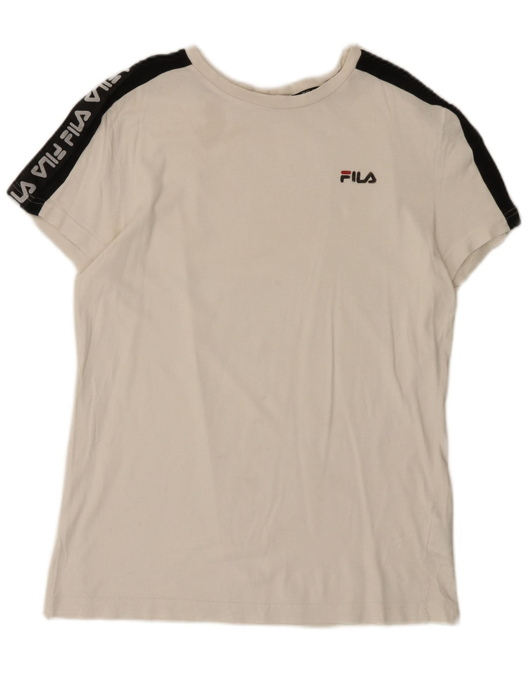 Fila Mens Graphic T-Shirt Top Small White Colourblock Cotton