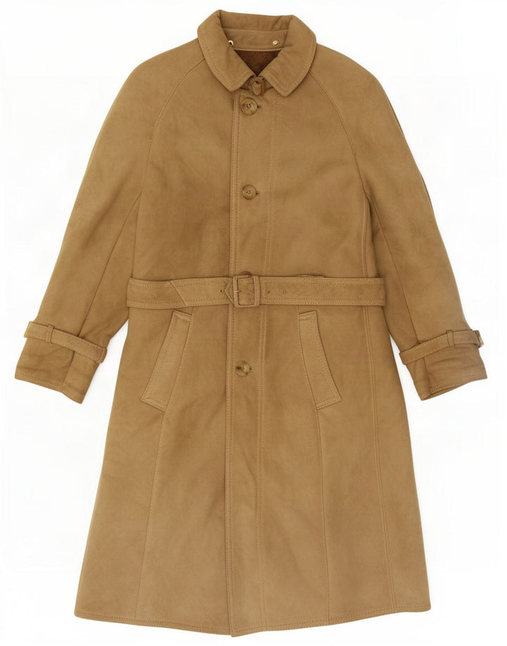 Vintage Damen Wildledermantel UK 14 Medium Beige