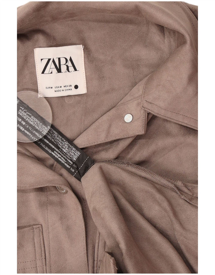 Zara Velourskjorte til kvinder UK 14 Medium Grey Polyester
