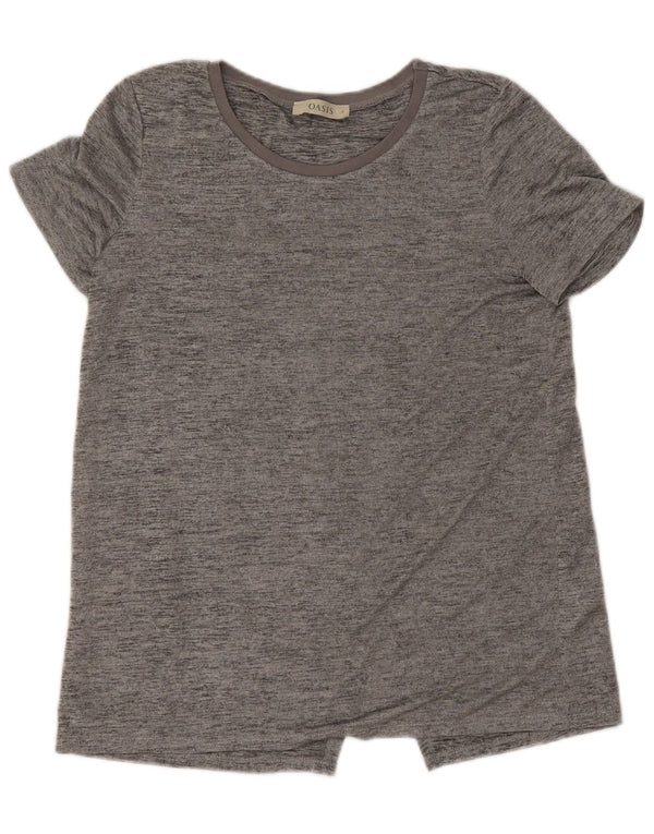 Oasis Damen T-Shirt Top UK 10 Small Grau geflecktes Polyester