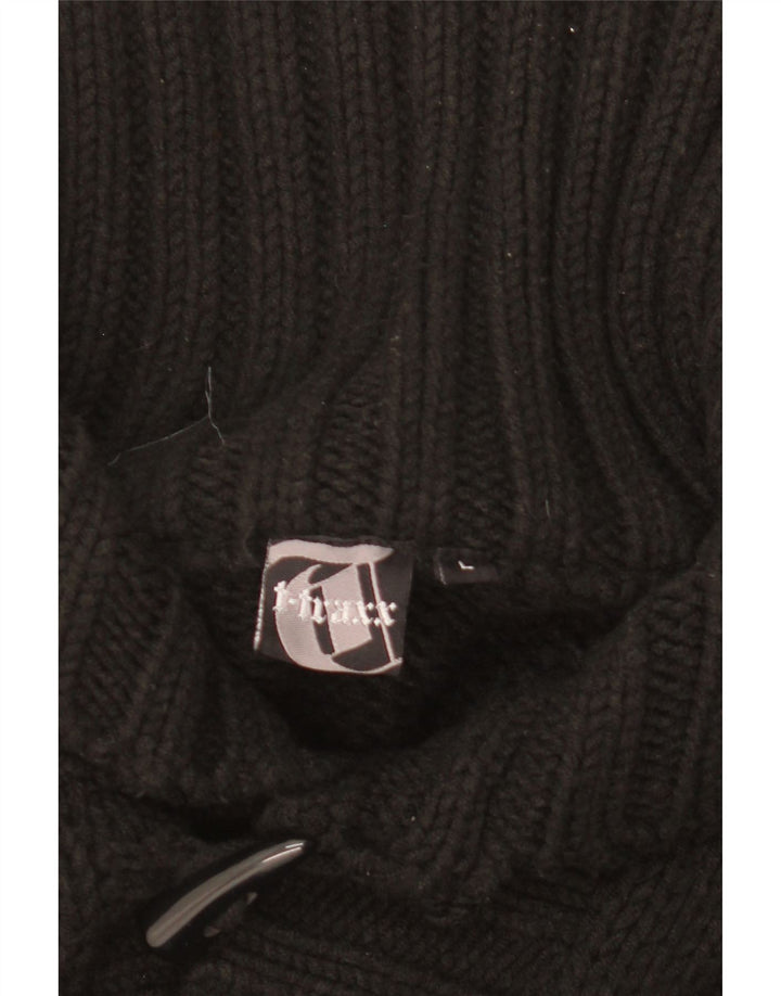 vintage Mens Cardigan Sweater Grand Acrylique Noir