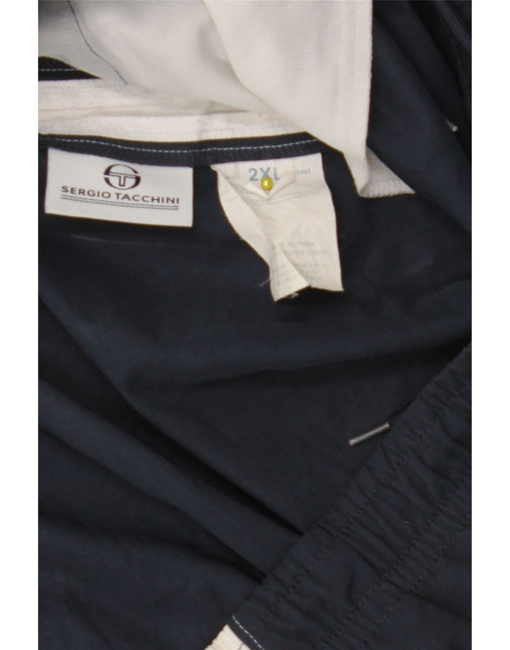 Sergio Tacchini Mens Sport Shorts 2XL  Navy Blue Colourblock Polyester