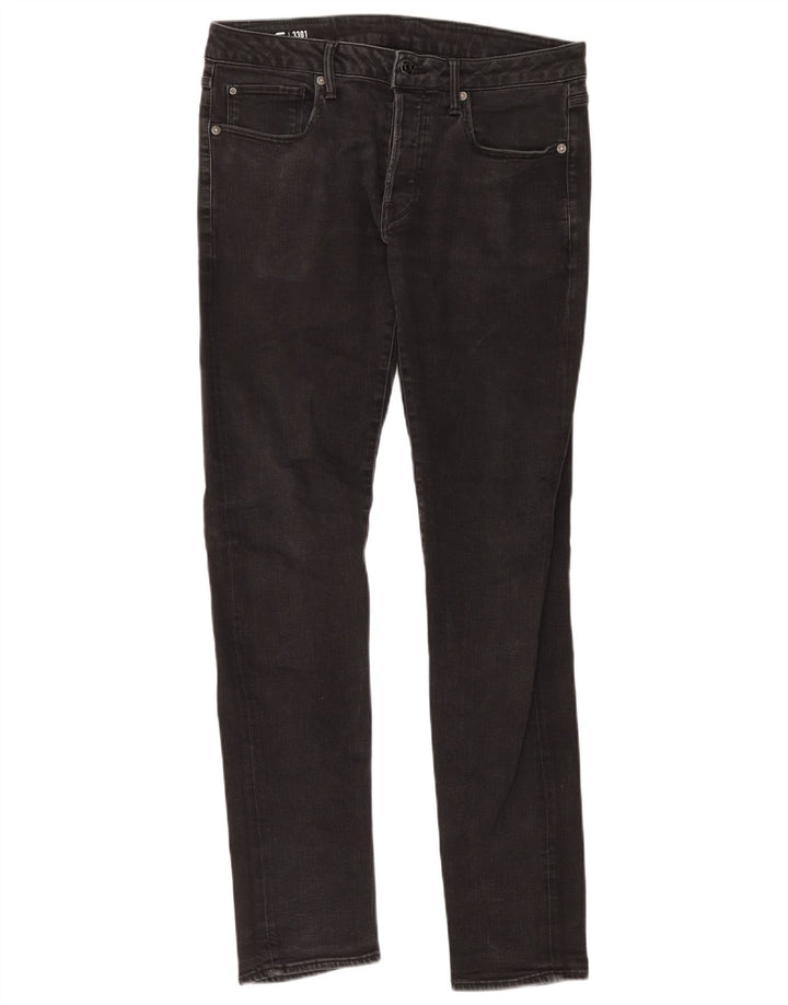 G-Star Mens 3301 Slim Jeans W32 L34 Black Cotton