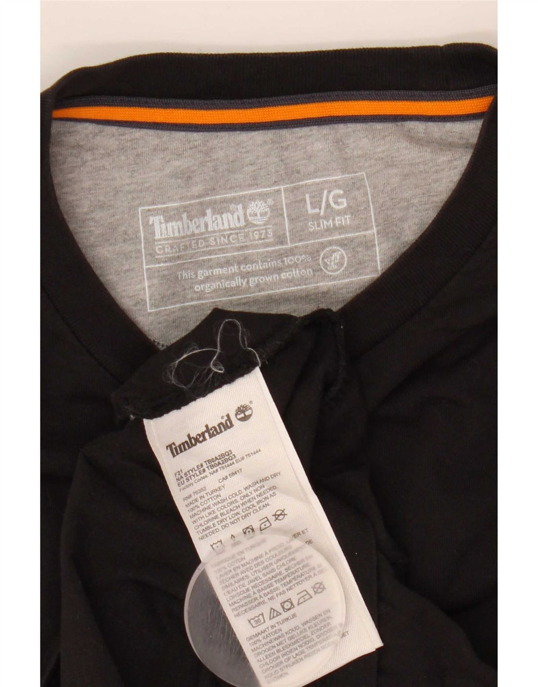 Timberland Mens Slim Fit Top Long Sleeve Large Black Cotton