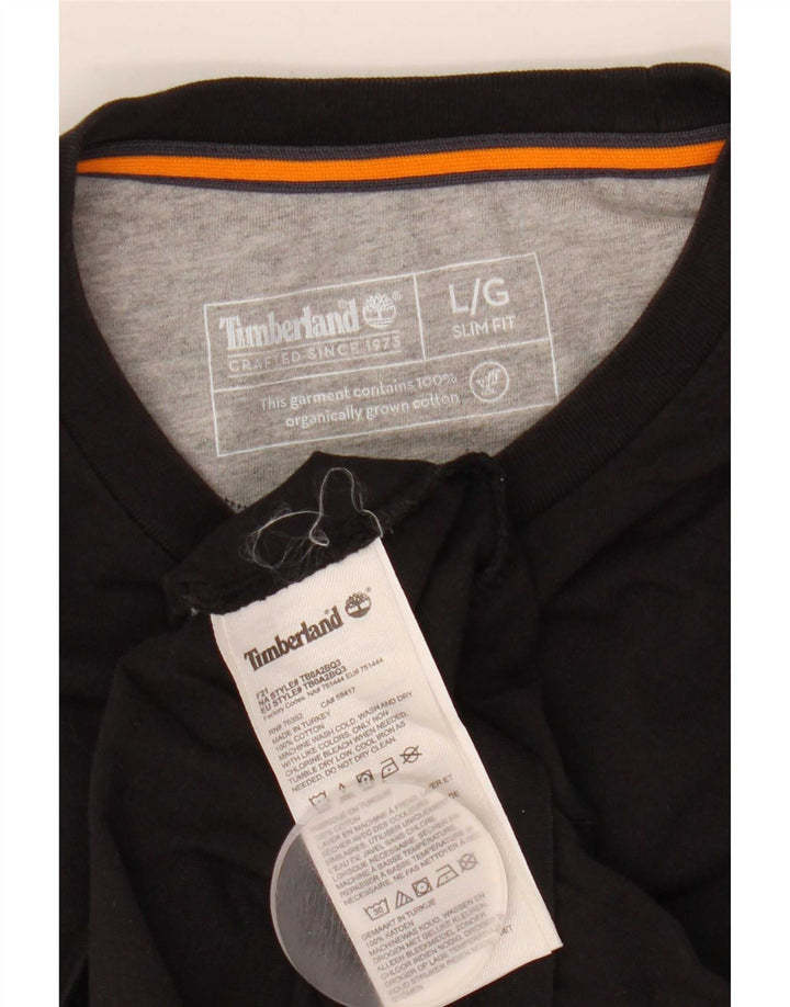 Timberland Mens Slim Fit Top Long Sleeve Large Black Cotton