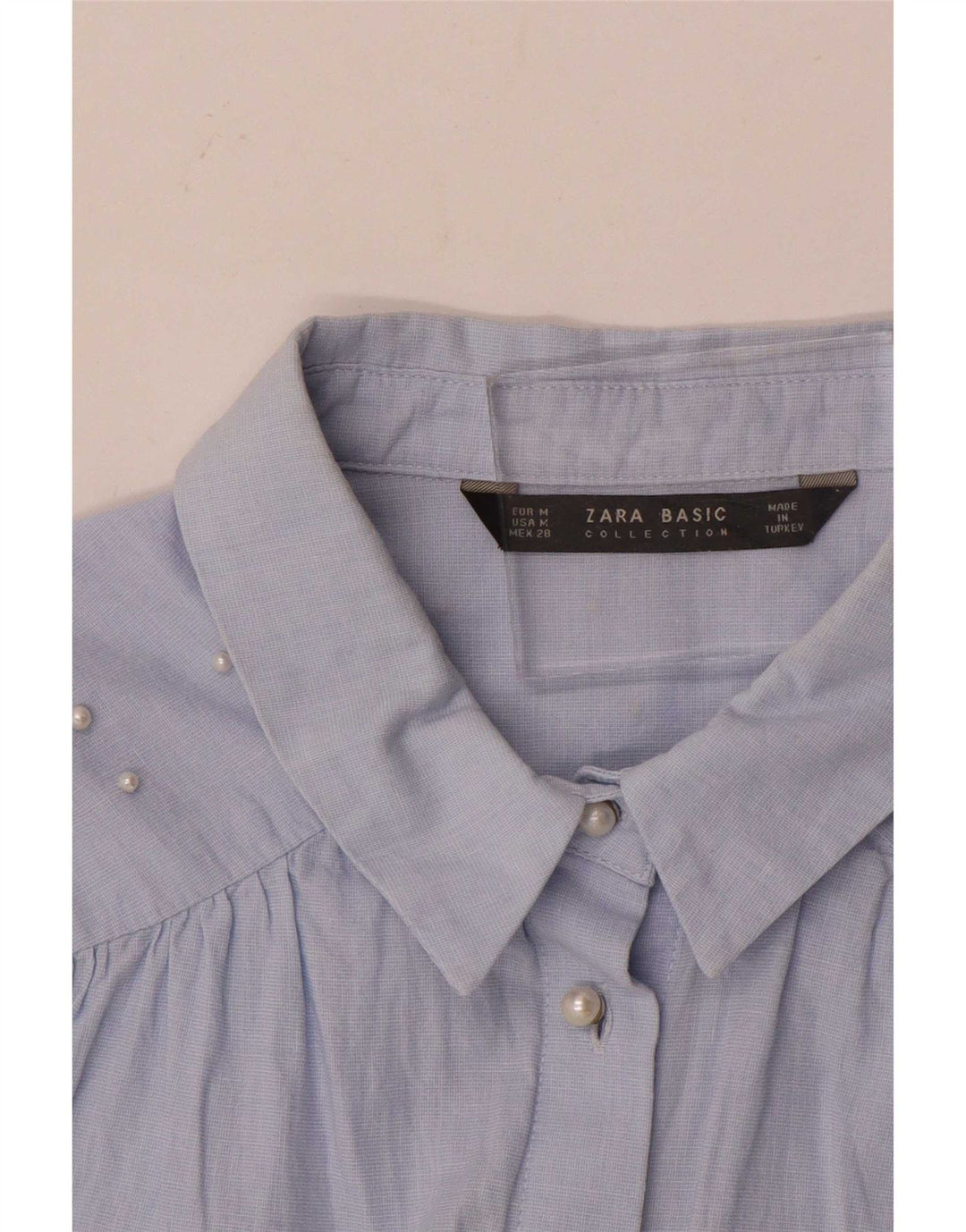 Camisa Zara Mulher UK 14 Azul Médio